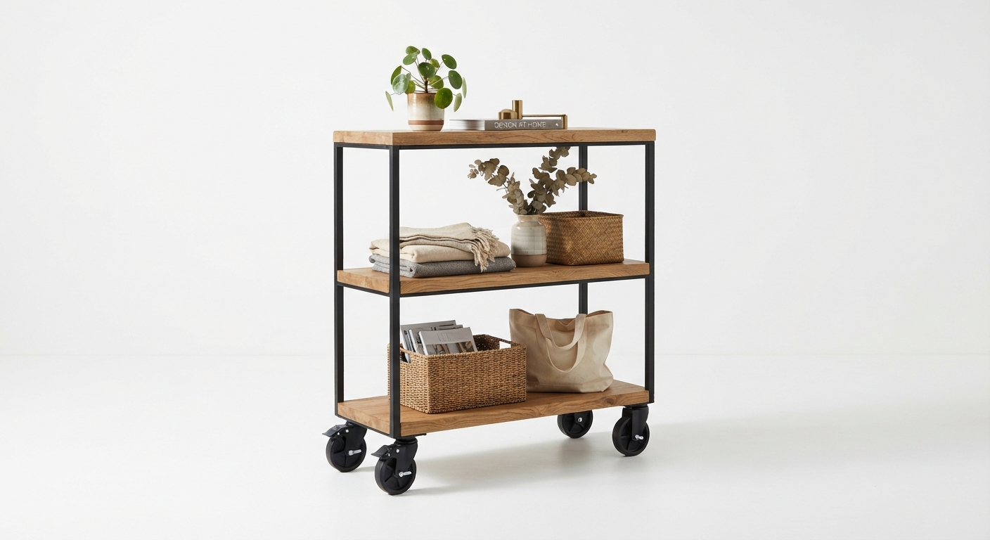 Estantería de Madera Max Home con Ruedas y 3 Estantes (48x30x62 cm)