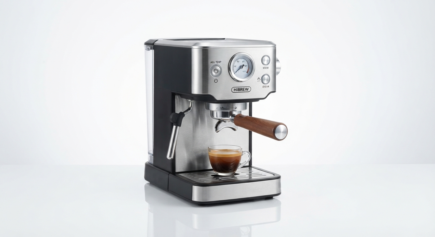 HiBREW Cafetera Espresso Semiautomática 20bar con Temperatura Ajustable