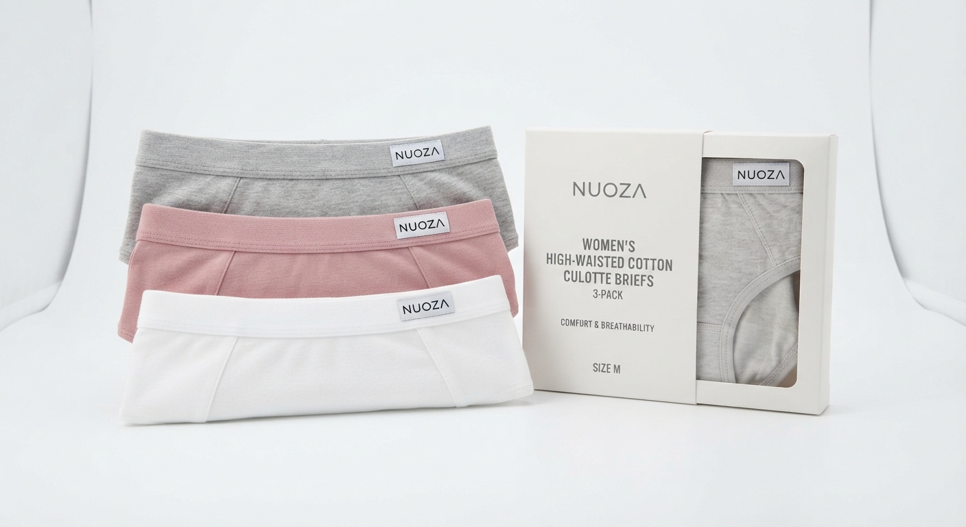 NUOZA Bragas Mujer Algodón Talle Alto Culotte Cómodas y Suaves (Pack de 3)