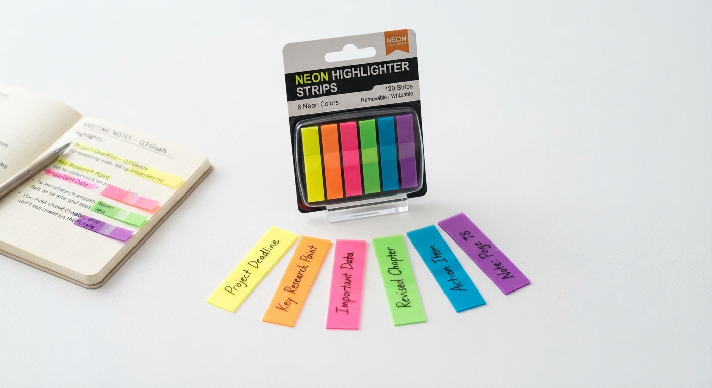 Fixo Notes Tiras Adhesivas para Subrayar Colores Neón 160uds
