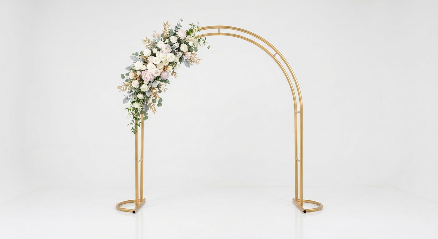 Arco de Metal Dorado para Bodas y Fiestas - Soporte Decorativo para Fondos y Globos