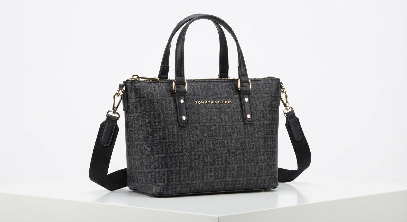 Tommy Hilfiger Daily Mini Tote Bag Mujer con Monograma Grabado - Negro
