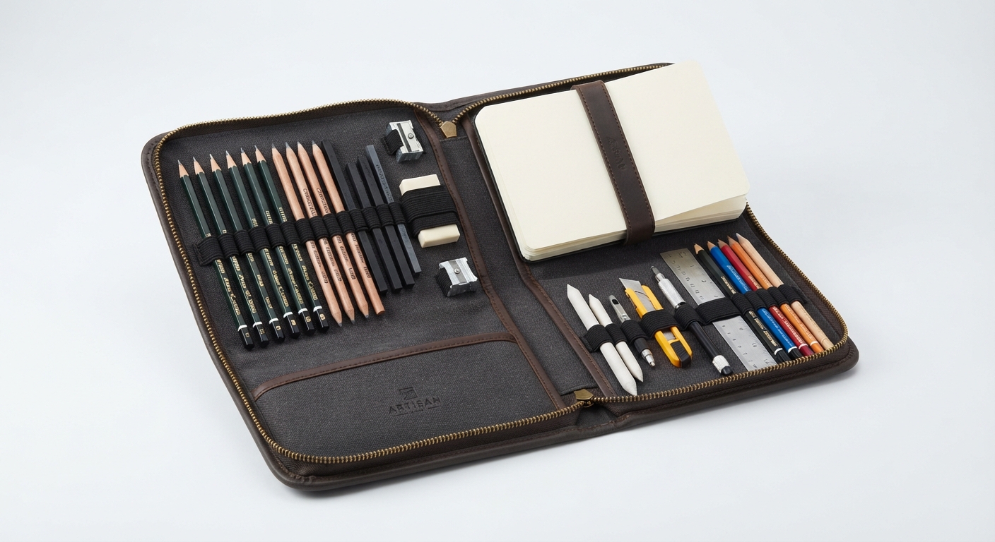 Kit de Dibujo y Boceto Profesional Portátil con Estuche de Viaje