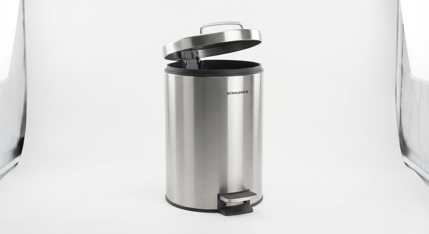 SONGMICS Papelera de Cocina 30L con Pedal, Acero Inoxidable, Cierre Suave