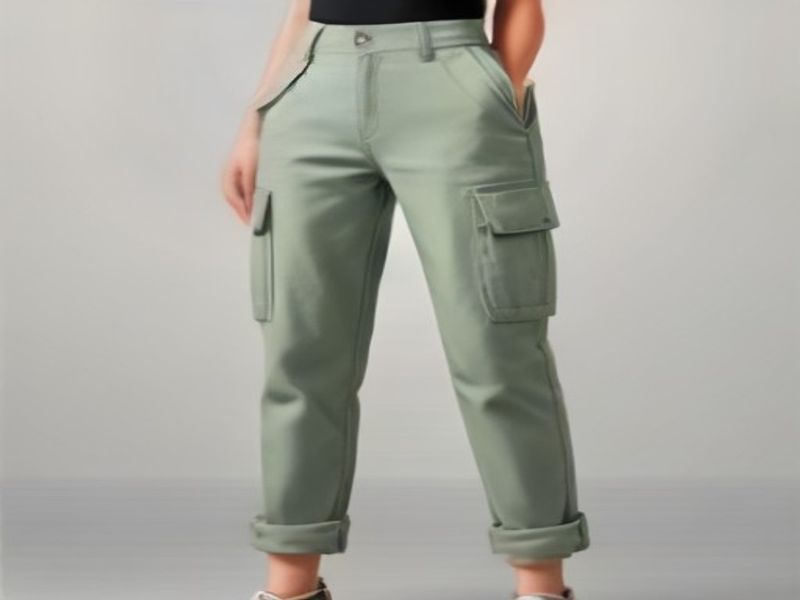 Pantalones Cargo Fashora Mujer Cintura Alta Elástica con Bolsillos Prácticos