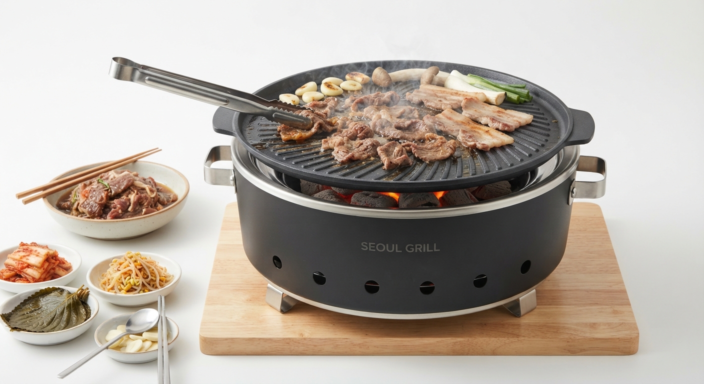 Placa de Barbacoa Coreana Portátil para Acampada al Aire Libre