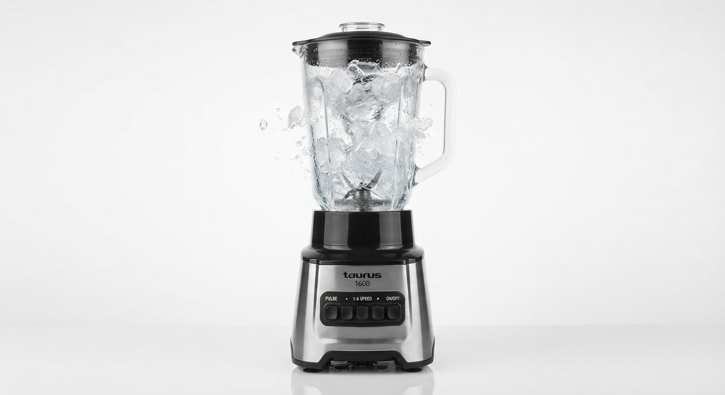 Taurus 1600 Batidora de Vaso Potente con Jarra de Cristal y Función Pica Hielo