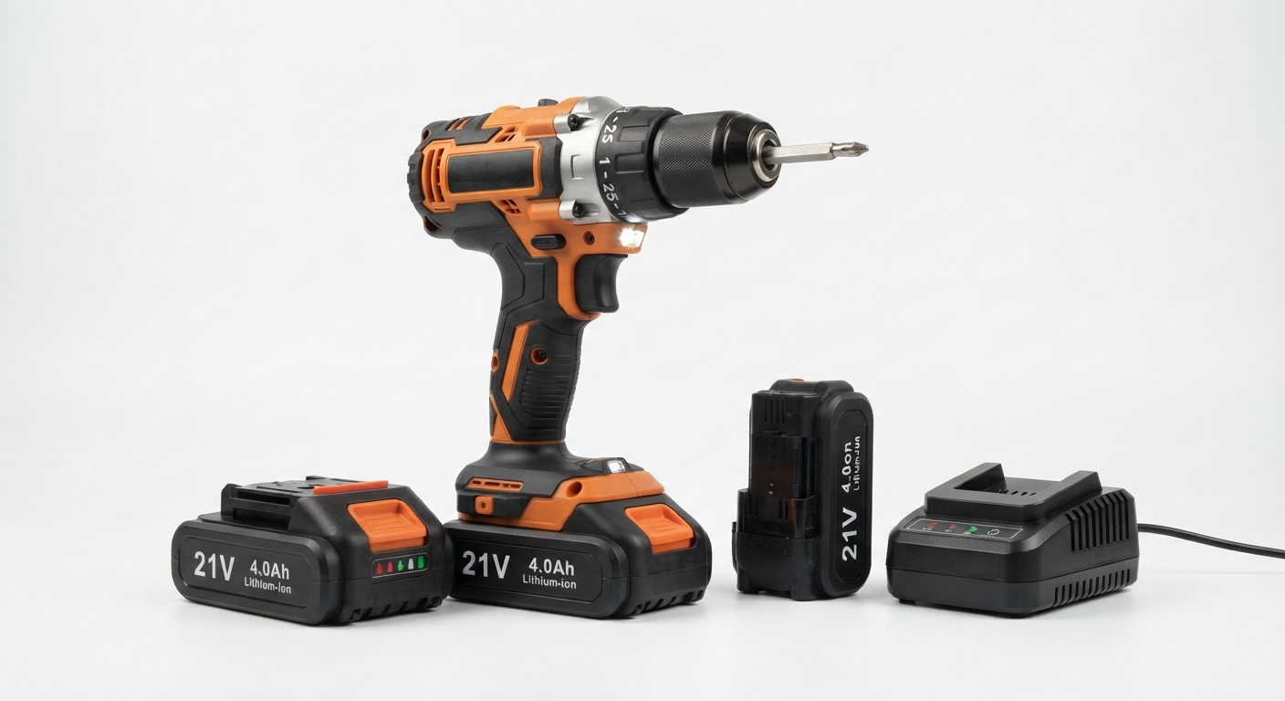 Taladro de Impacto Inalámbrico 21V con 2 Baterías y 1350 RPM