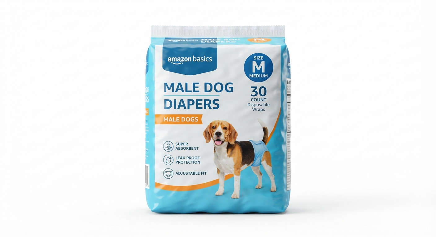 Pack 30 Pañales Desechables Amazon Basics para Perros Macho Talla M