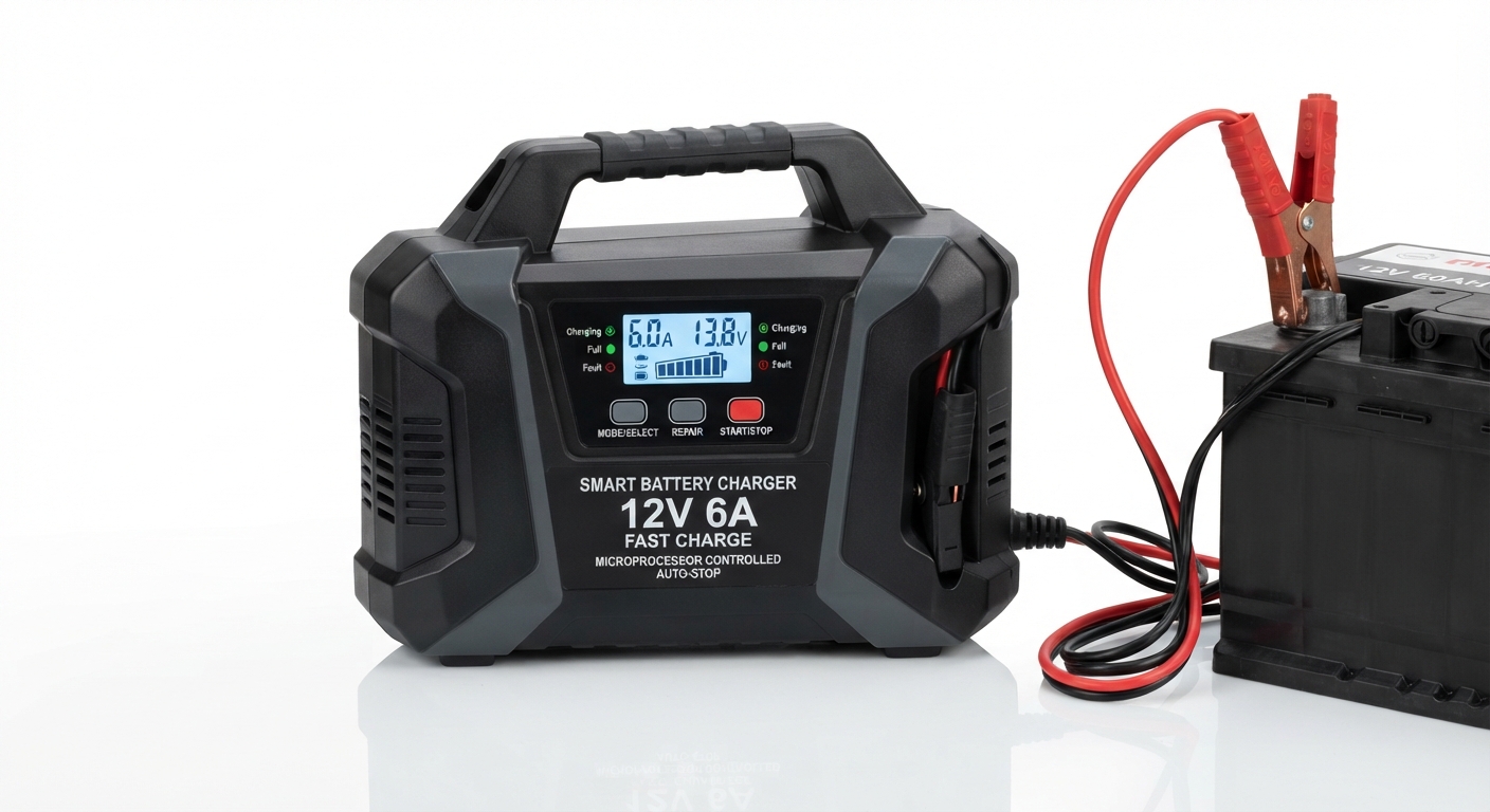 Cargador de Batería de Coche 6A 12V con Carga Rápida y Parada Automática