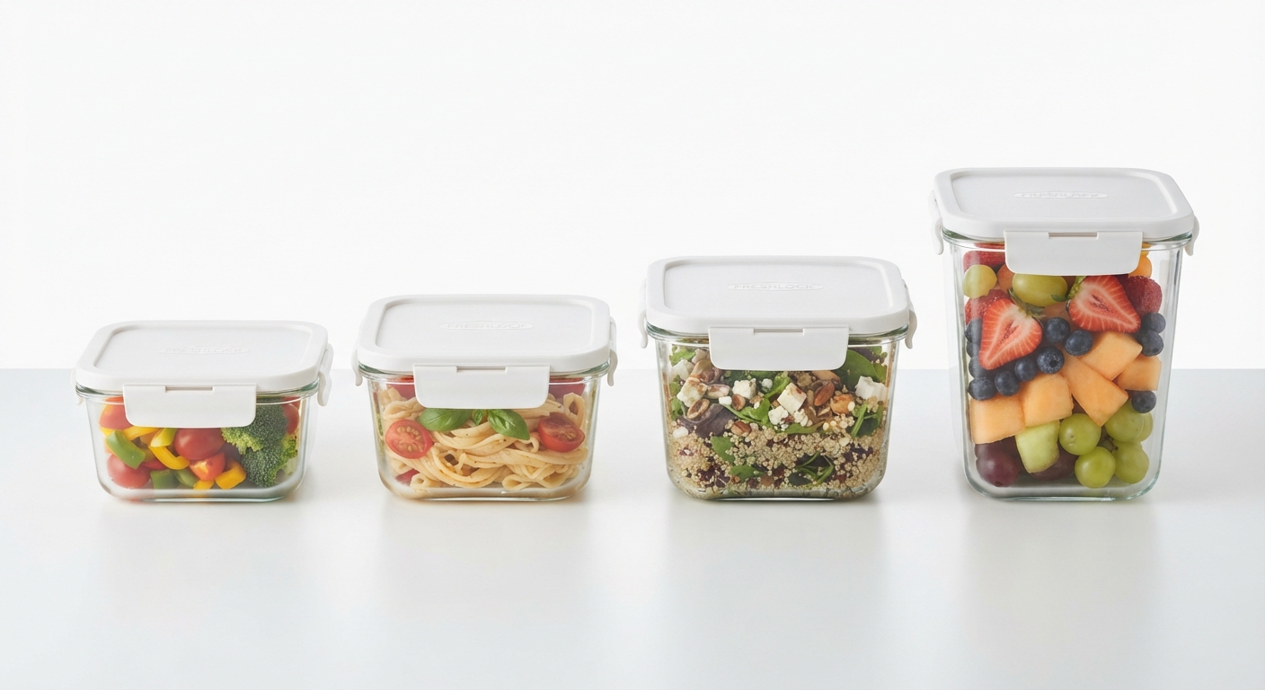 Lote 4 Recipientes de Vidrio Borosilicato Rectangulares para Cocina y Almacenamiento