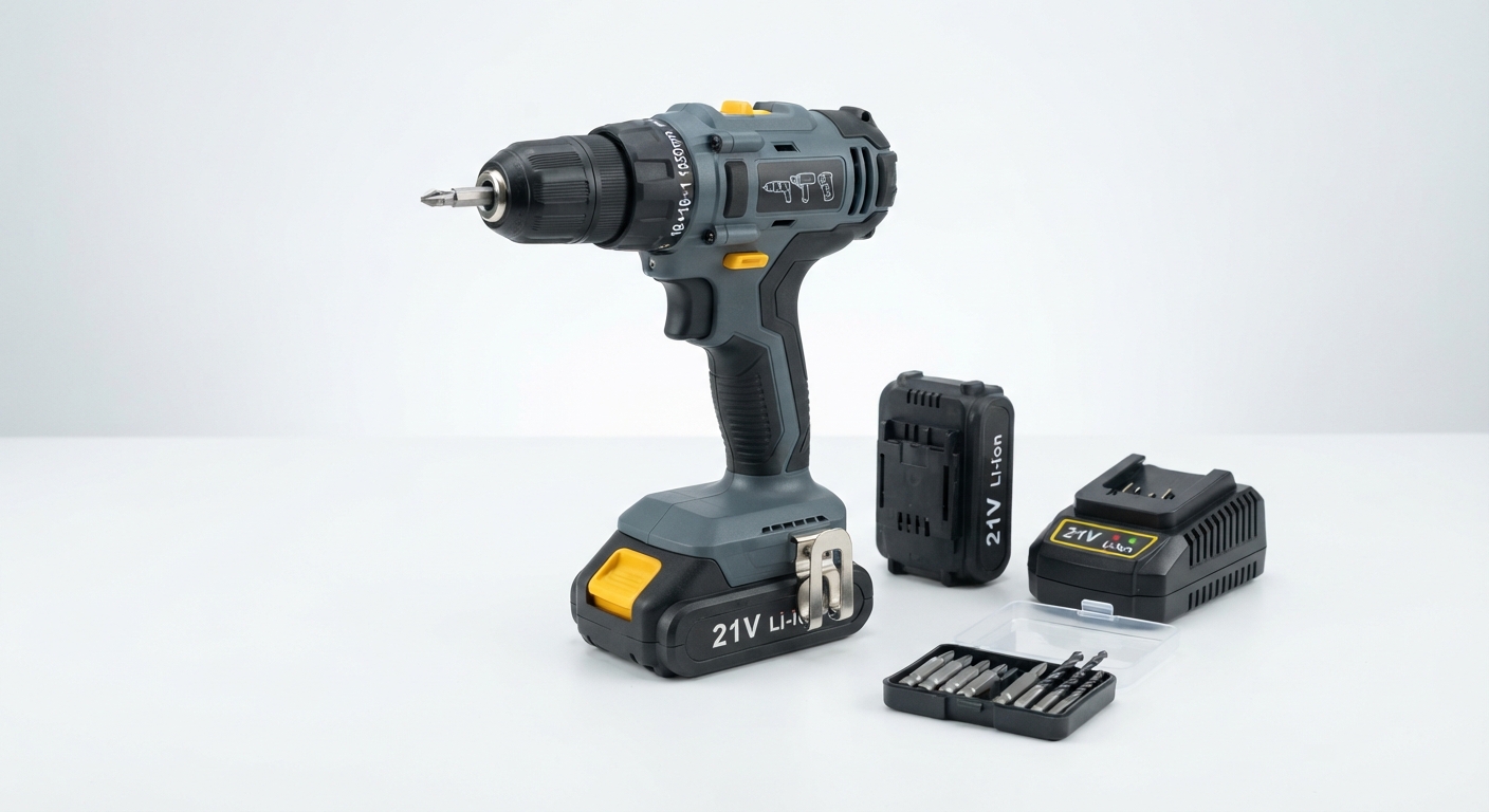 Taladro Eléctrico Inalámbrico 21V con Doble Batería de Litio y 1350rpm