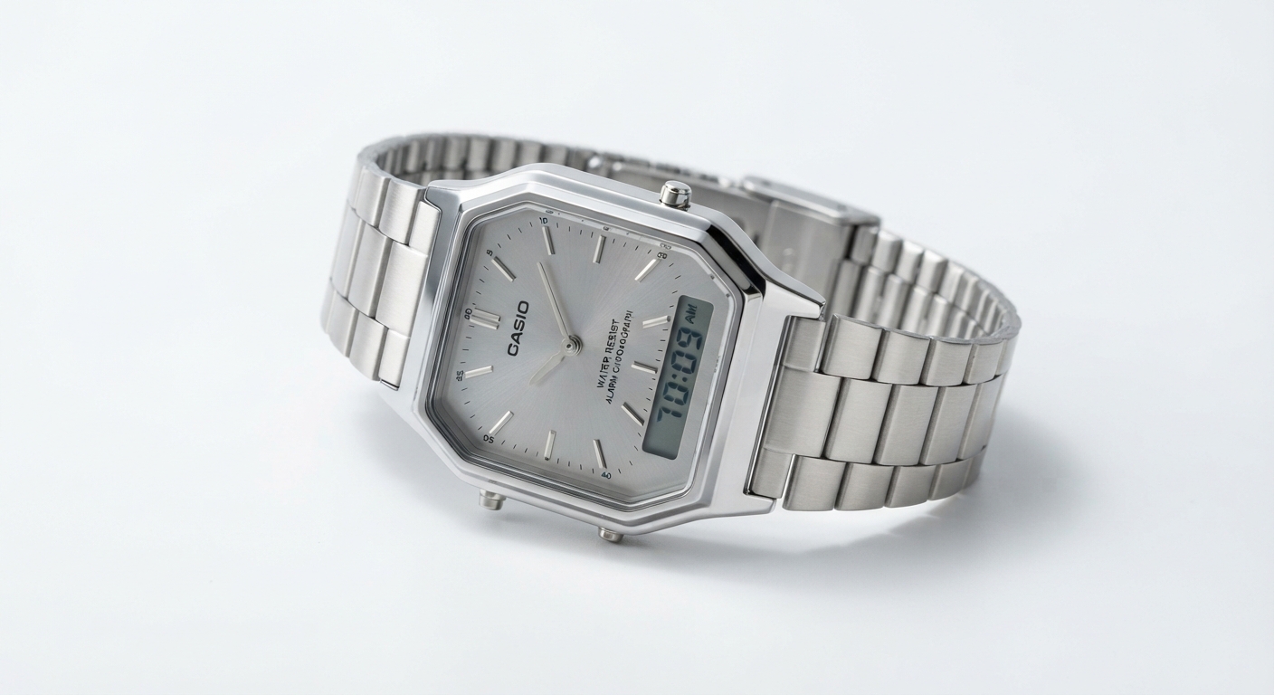 Casio AQ-240E: Reloj Analógico-Digital Clásico con Correa de Acero