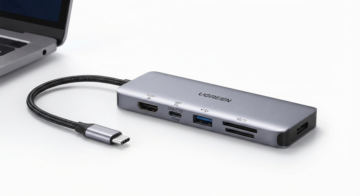 UGREEN Hub USB-C 4K60Hz con HDMI, USB 3.0, PD 100W y Lector SD/TF para Portátiles