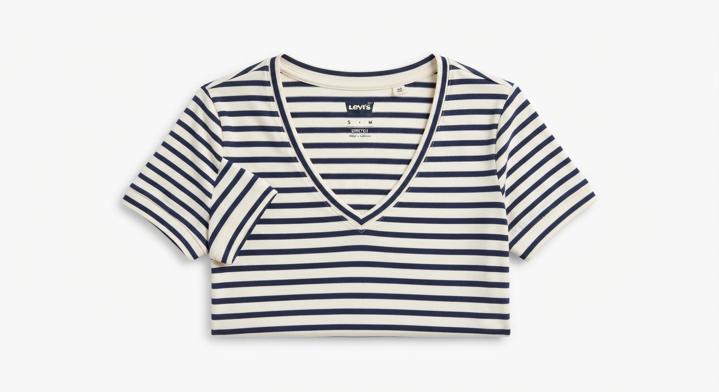 Camiseta Levi's Perfect V-Neck Mujer Annalise Stripe Cloud Dancer
