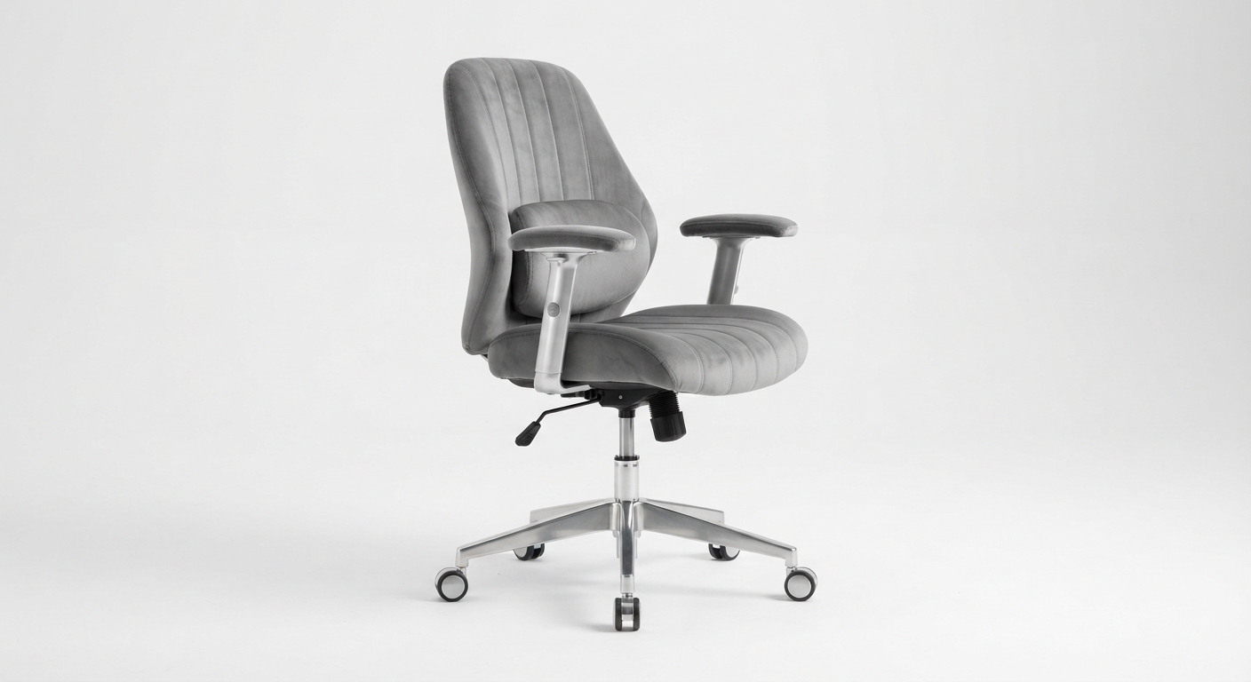 Silla de Escritorio Ergonómica Beryth de Terciopelo Gris