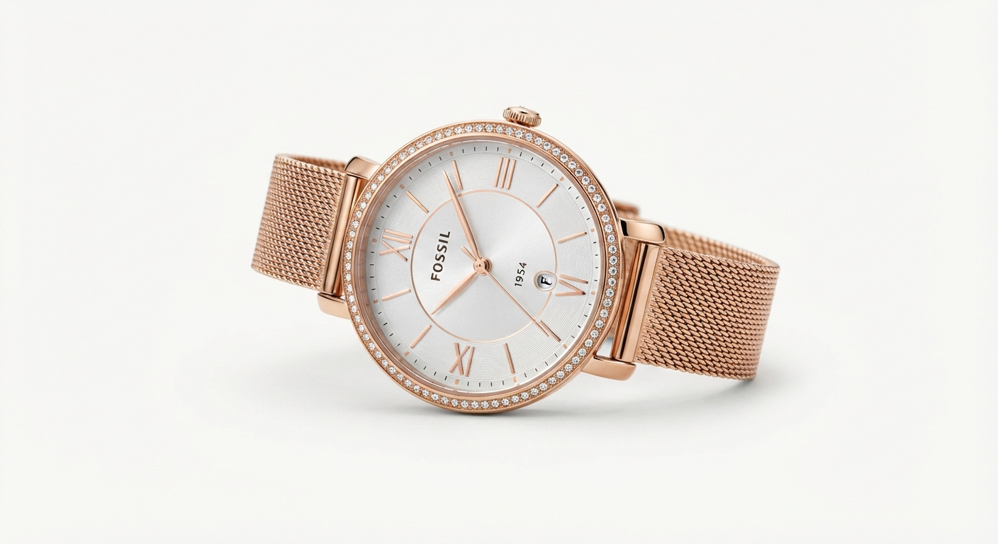 Fossil Riley Reloj Cronógrafo Mujer Correa Acero/Piel Negro Purpurina 38MM
