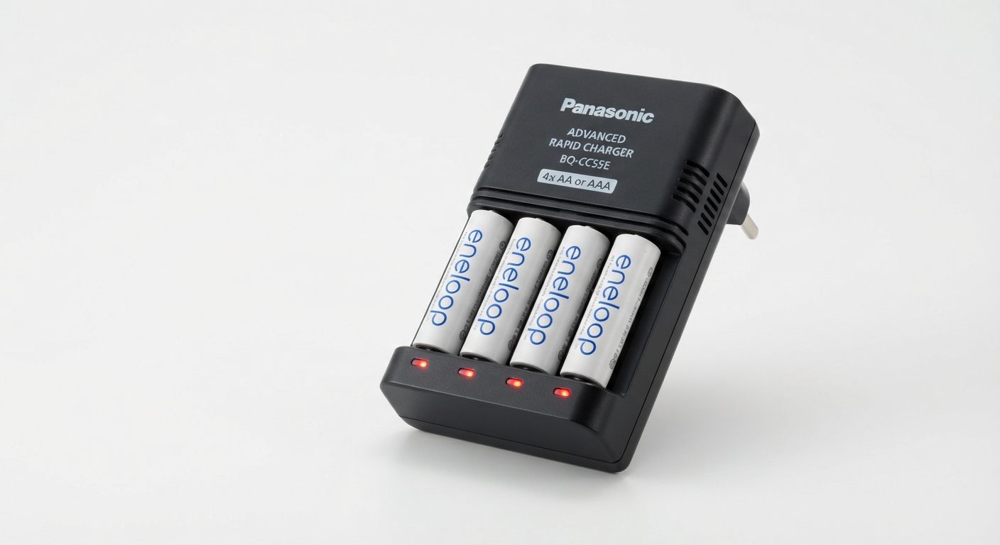 Cargador Rápido Panasonic para Pilas AA/AAA con Indicadores LED
