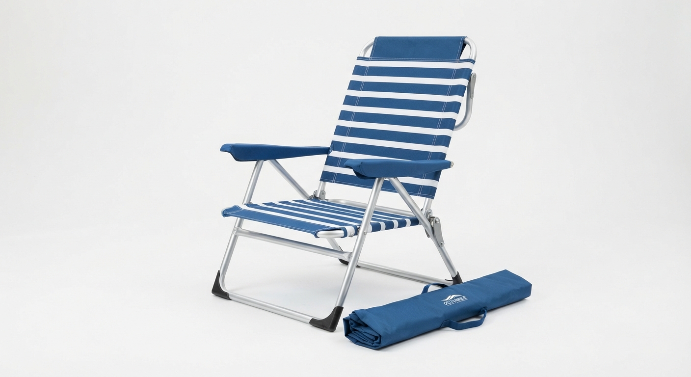 Silla de Playa Plegable con Funda y Estructura de Acero