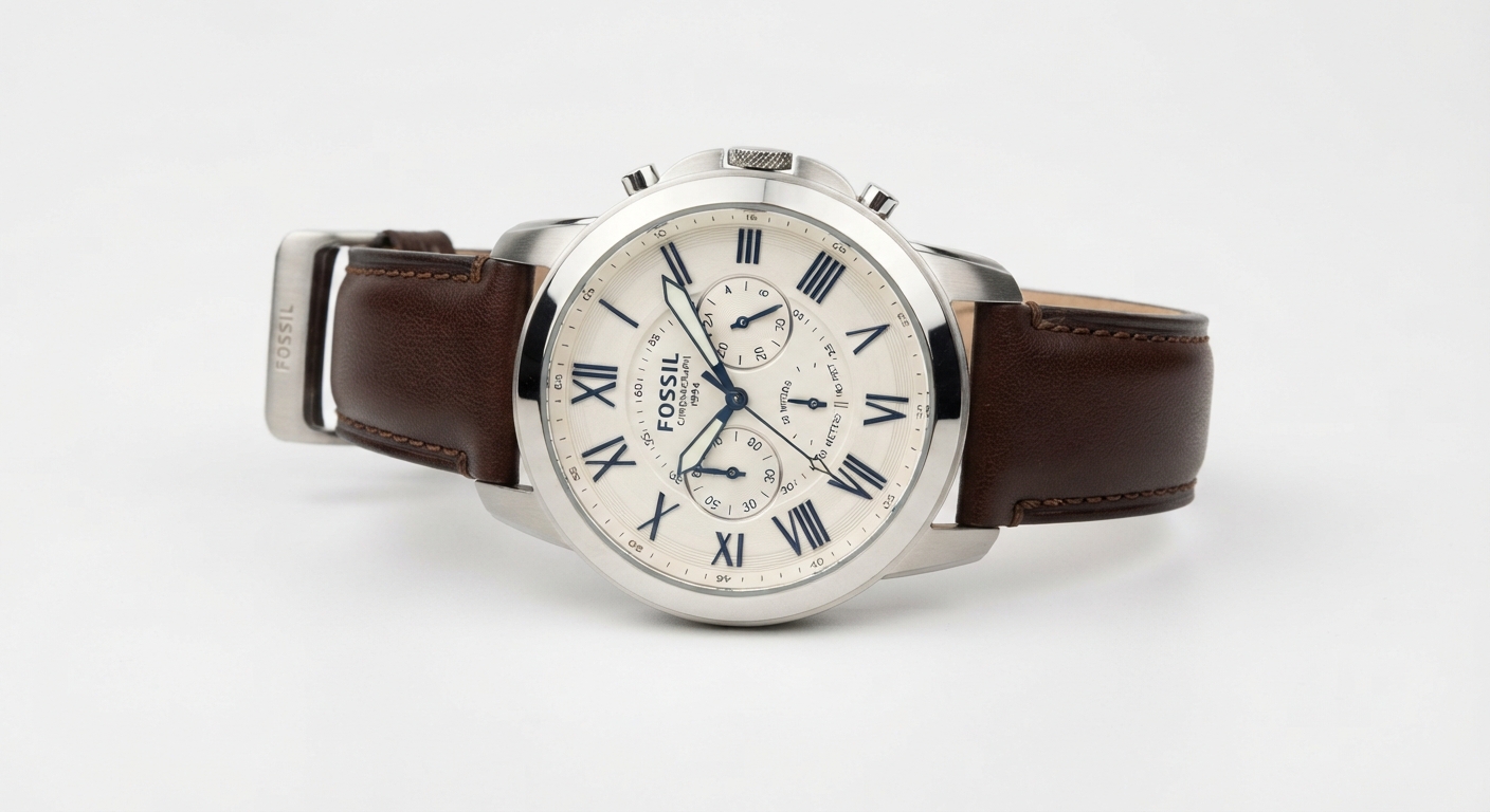 Fossil Reloj Grant para Hombre - Cronógrafo de Cuarzo Acero y Piel