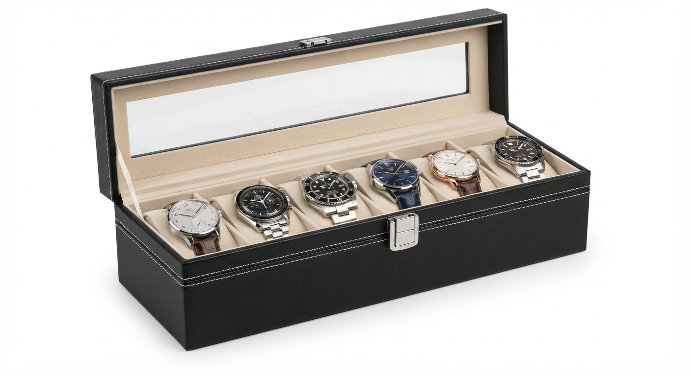 Caja Organizadora SONGMICS para Relojes con 6 Compartimentos y Tapa de Cristal