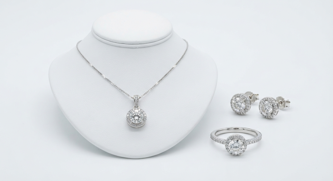 Conjunto de Joyería ANDYWEN Plata de Ley 925 con Cristal CZ