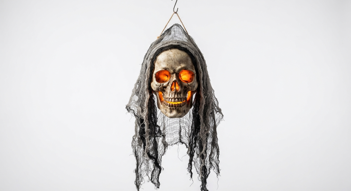 Esqueleto Calavera Luminoso Halloween con Gasa Colgante - Decoración Terrorífica