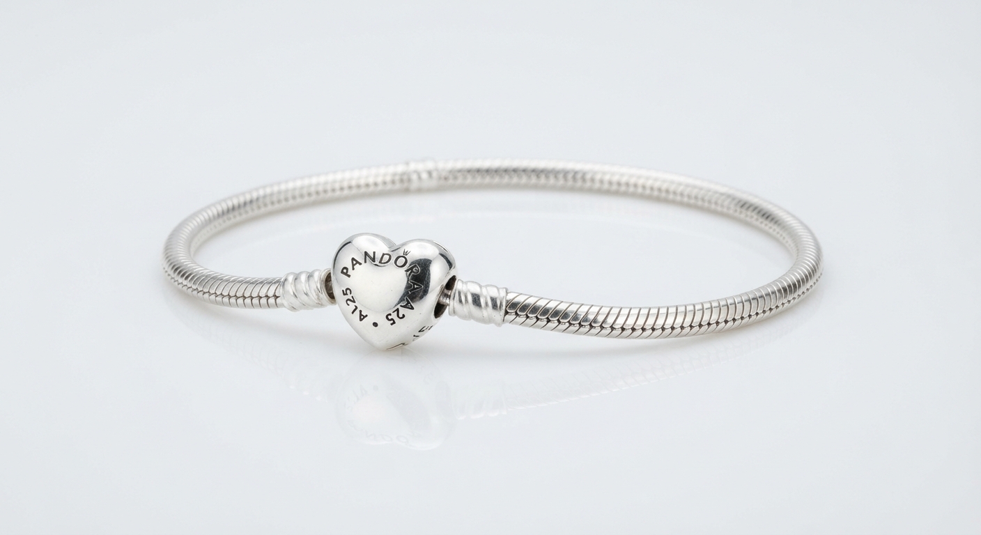 Pandora Moments Pulsera Eslabones de Serpiente Cierre Corazón 18cm Plata y Oro