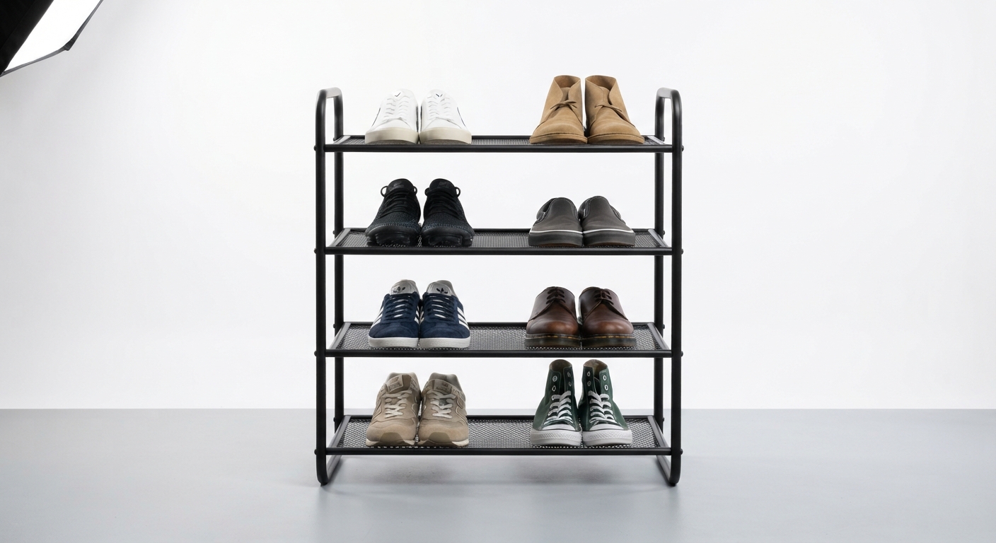 Hoctieon Zapatero de Metal Apilable de 4 Niveles para Pasillo y Dormitorio