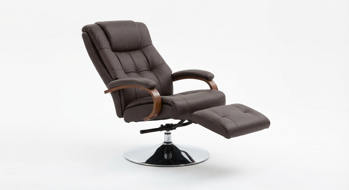 HOMCOM Sillón Relax Reclinable Cuero Sintético Giratorio 360° Reposapiés Reposabrazos