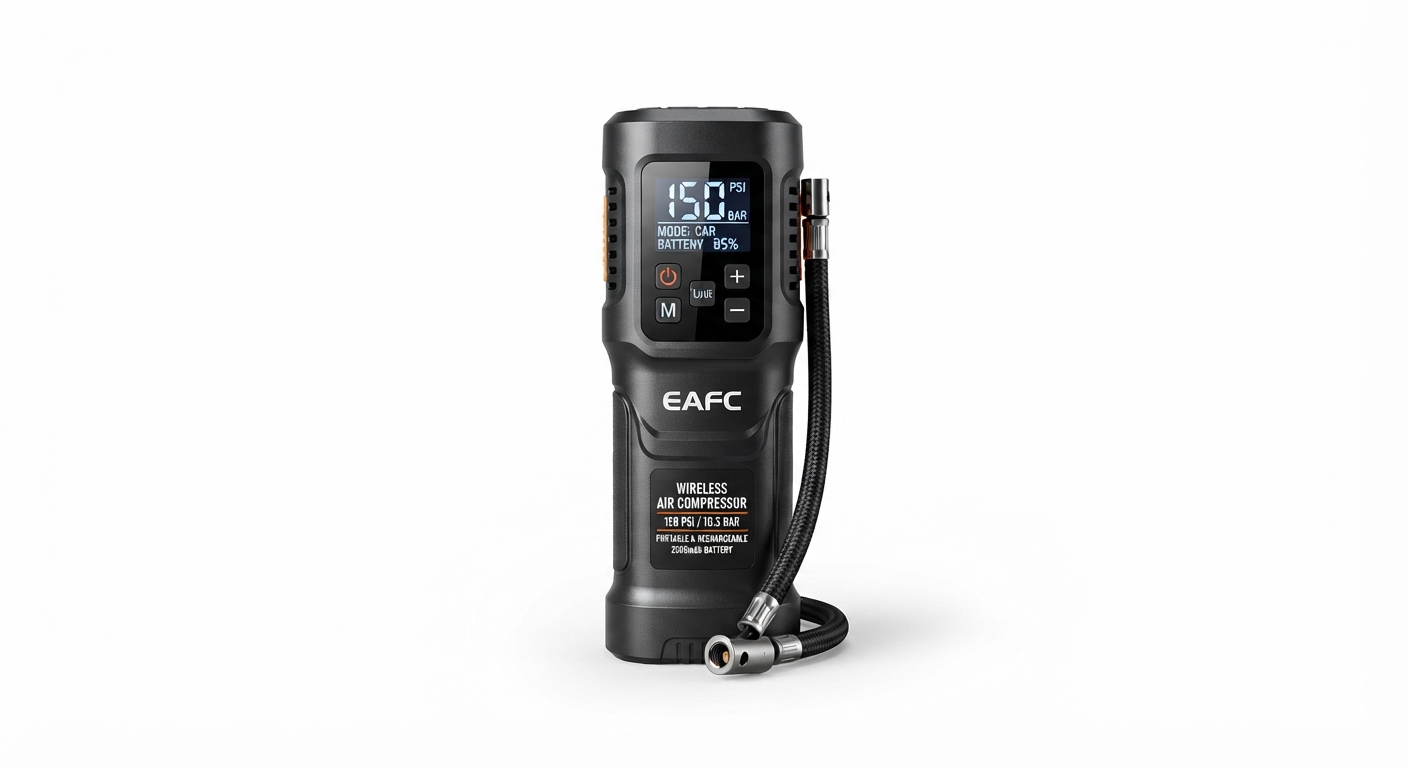 Compresor de Aire Portátil Inalámbrico EAFC para Neumáticos, Bomba Eléctrica 150 PSI