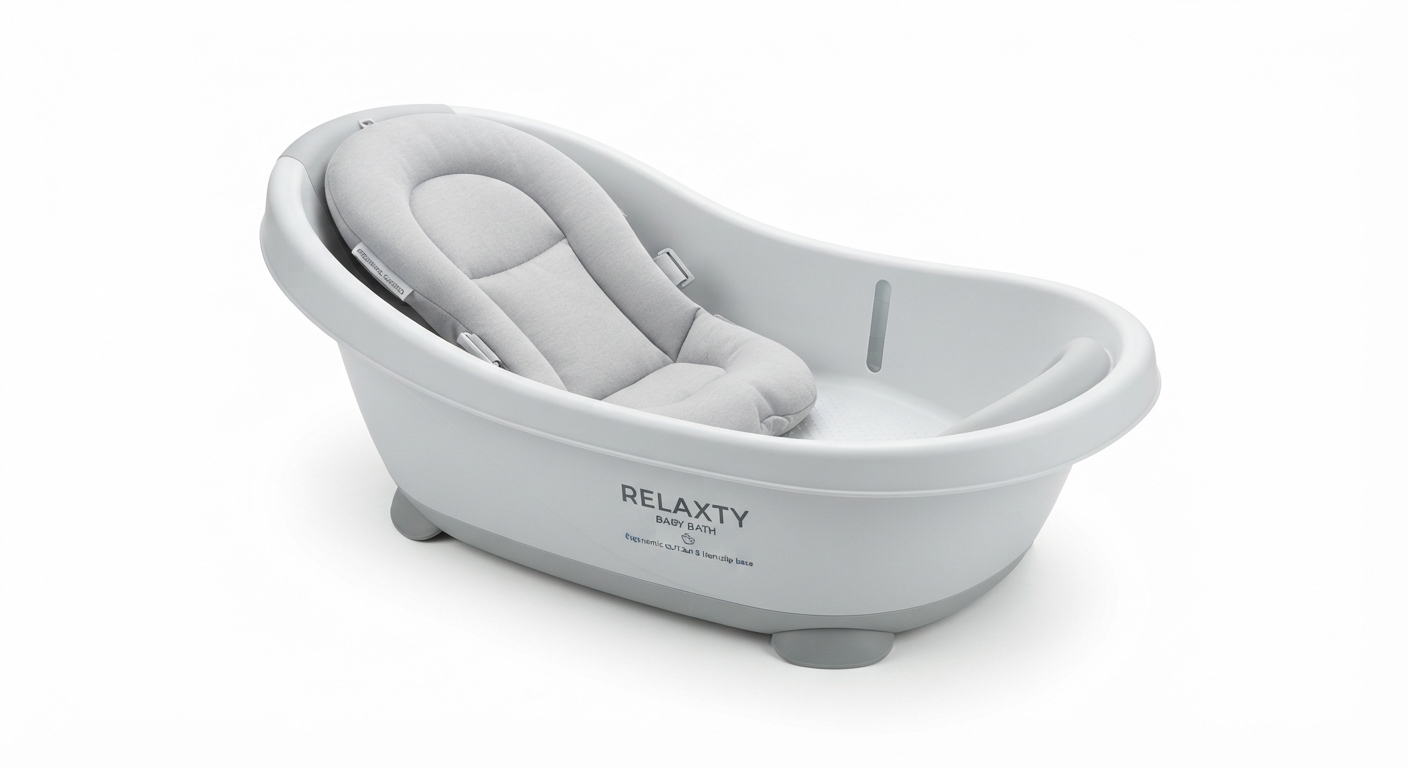 RELAXTY Bañera Plegable para Bebé con Cojín Ergonómico y Patas Antideslizantes