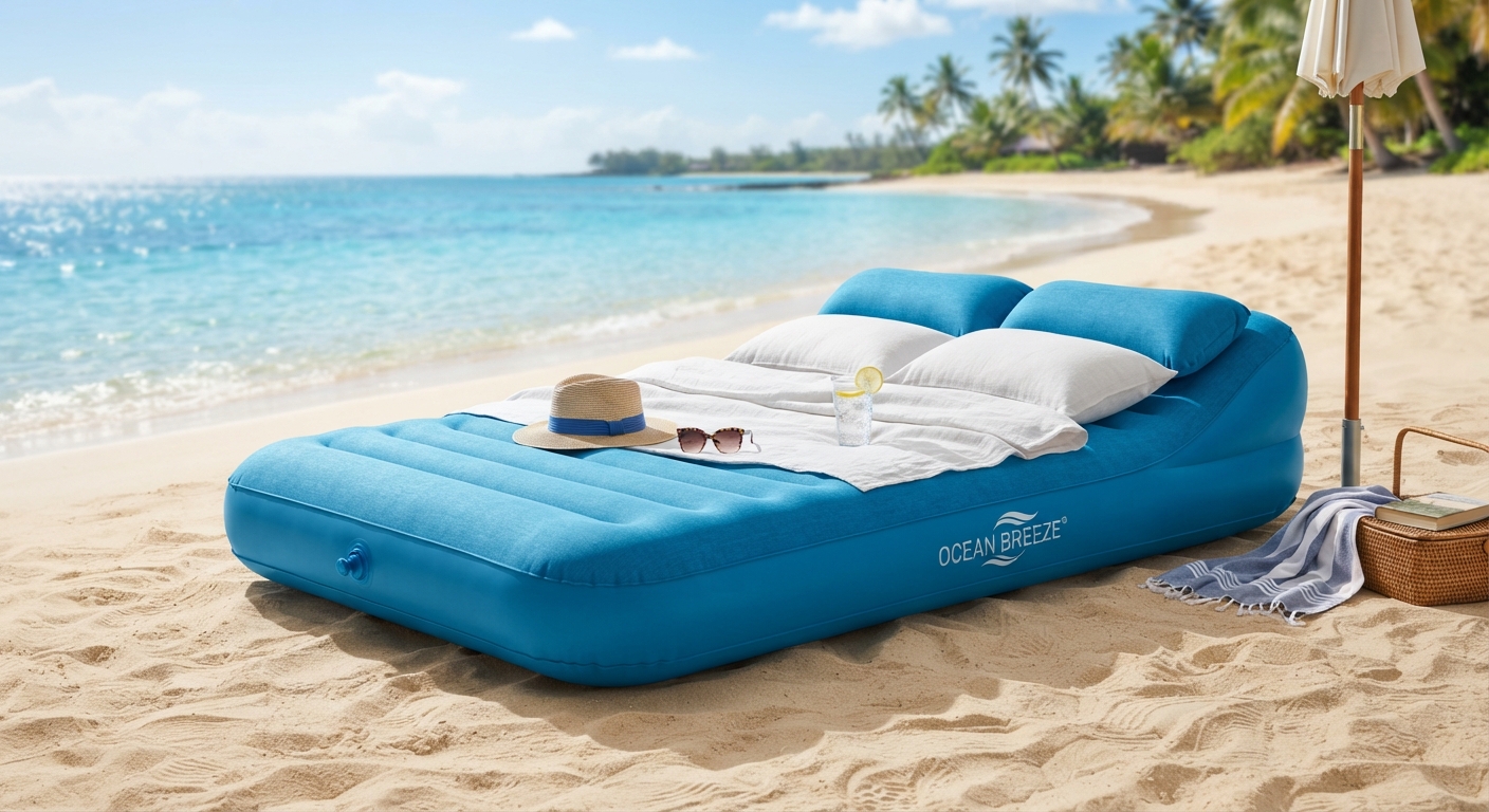 Colchón inflable portátil con almohada para camping y viaje