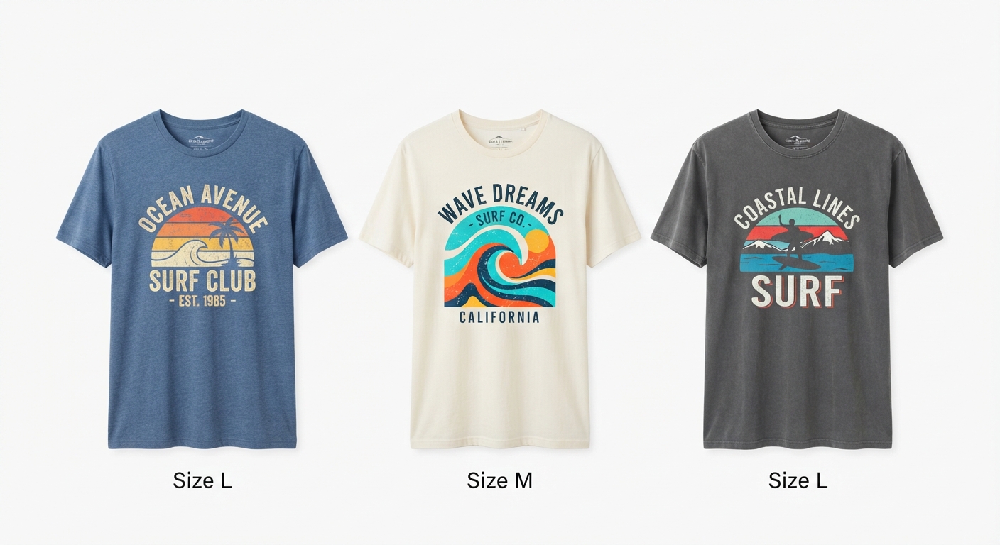 Pack 3 Camisetas Surf Hombre Multicolor - Moda Verano Estilo Casual