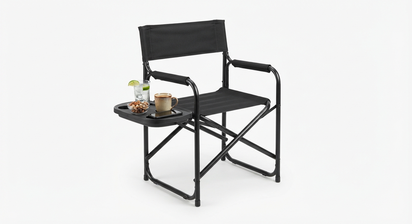 Bandeja Auxiliar Duradera para Silla Plegable - Almacenamiento de Bebidas y Aperitivos