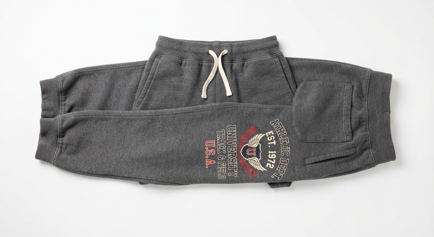 Pantalones Deportivos Felpa Vintage Estilo Americano con Rayas y Estampado Retro