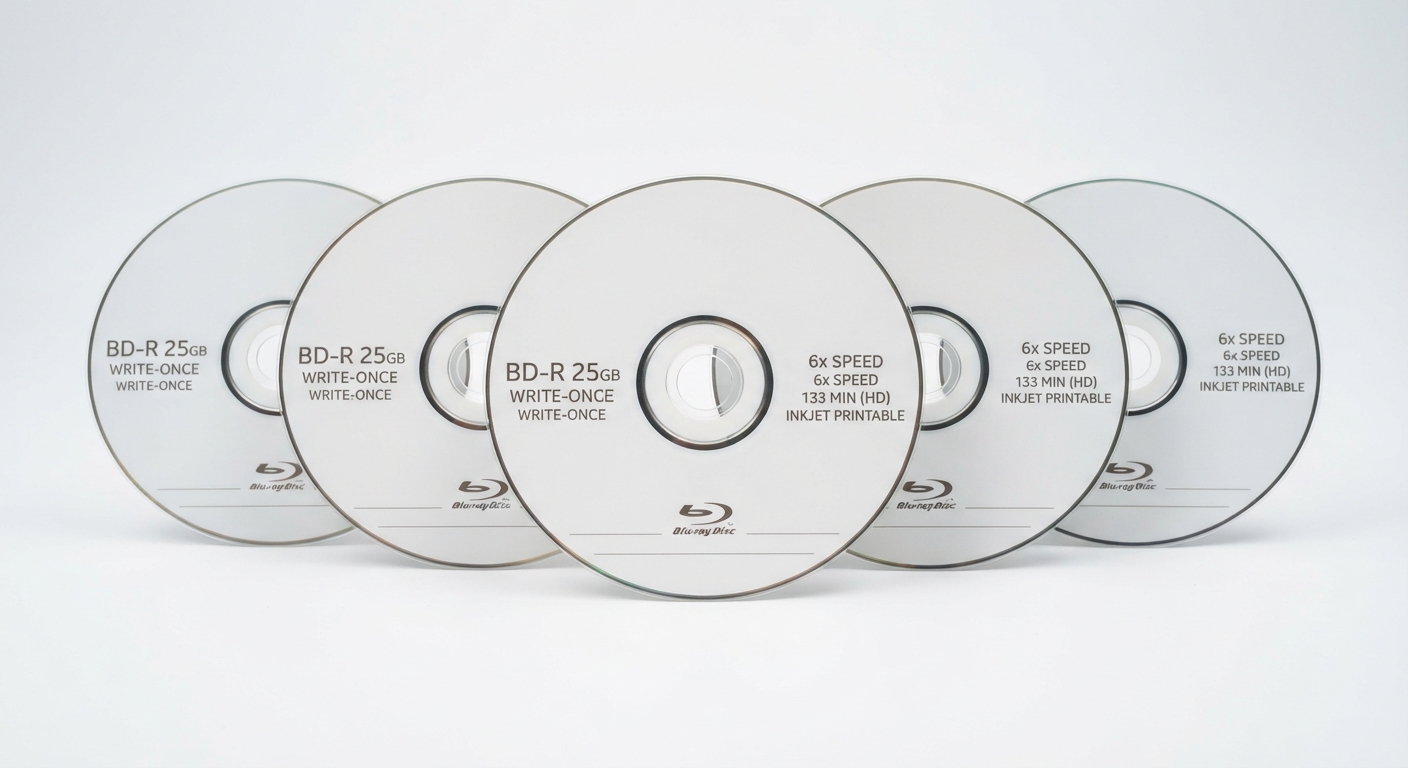 Lote de 5 Discos Blu-Ray Grabables e Imprimibles BD-R 25GB
