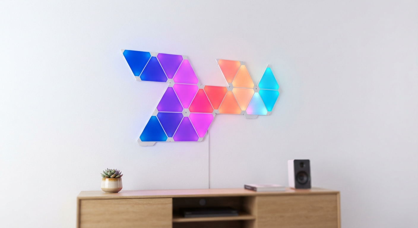 Lámpara LED Triangular Cuántica RGB con Ritmo Inteligente para Decoración
