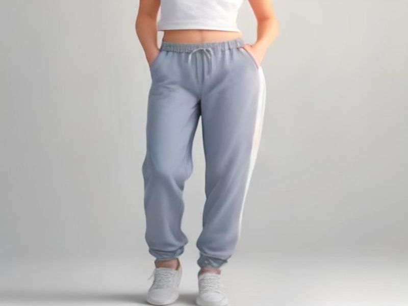 Pantalones Chándal Algodón Casual con Cintura Alta y Ajuste Holgado