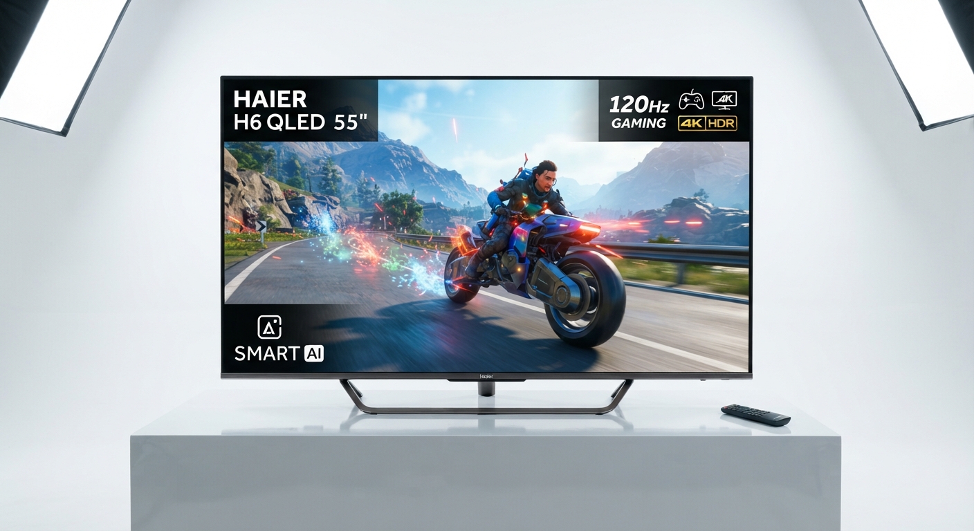 Smart TV Haier H6 QLED 4K 55" Google TV con AI Picture Quality y Modo Gaming 120Hz