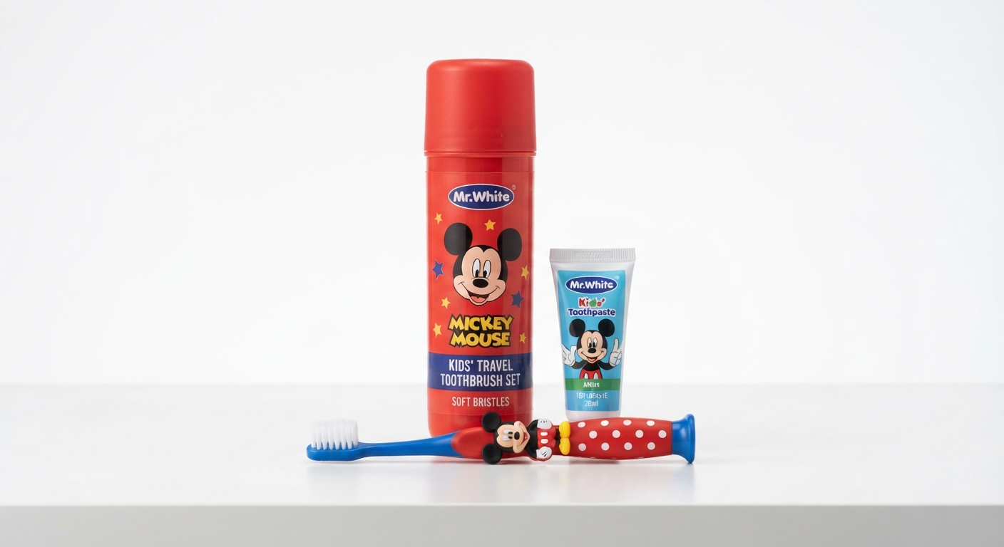 Set de Cepillo de Dientes Infantil Mr White Mickey Mouse para Viaje