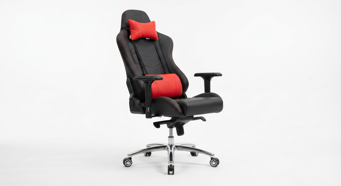 Silla Gaming Ergonómica con Cojines Lumbar y Cervical, Regulable y Reclinable