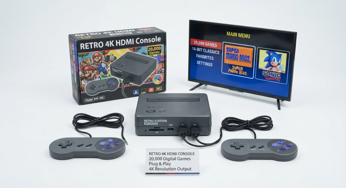 Consola Retro 4K HDMI con 2 Controles Inalámbricos y 20000 Juegos
