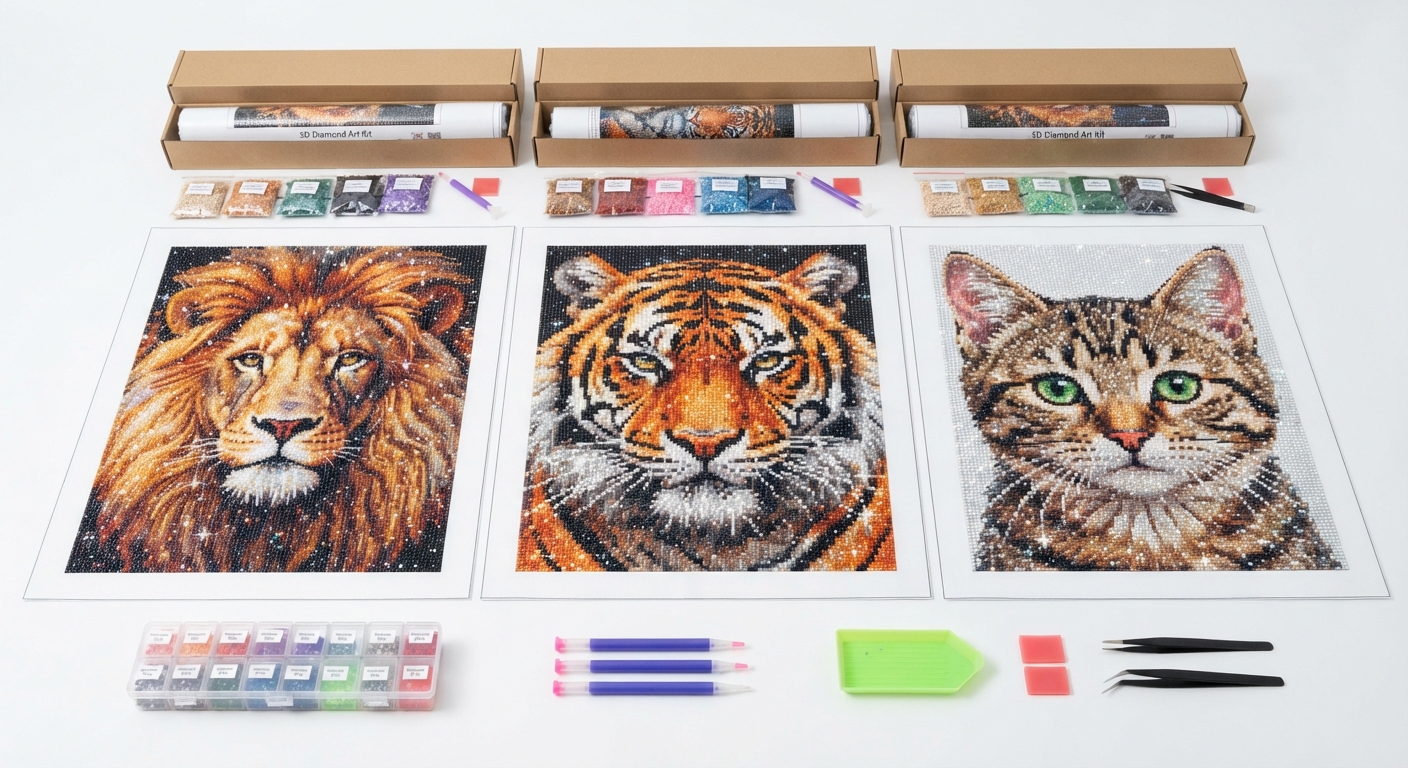 Pintura Diamante 5D "Animal Gato Tigre León" Punto de Cruz Decoración