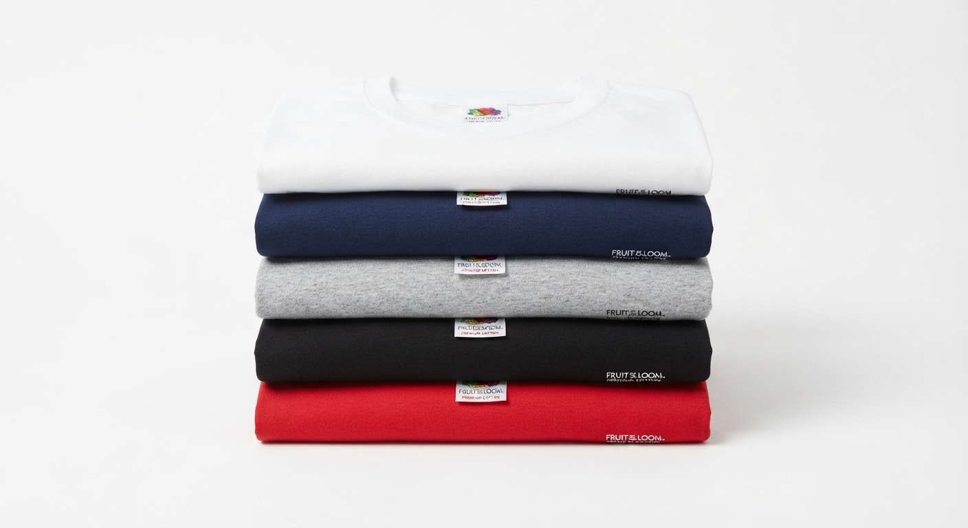 Pack 5 Camisetas Fruit Of The Loom Original Algodón Peinado Tacto Suave Cuello Redondo