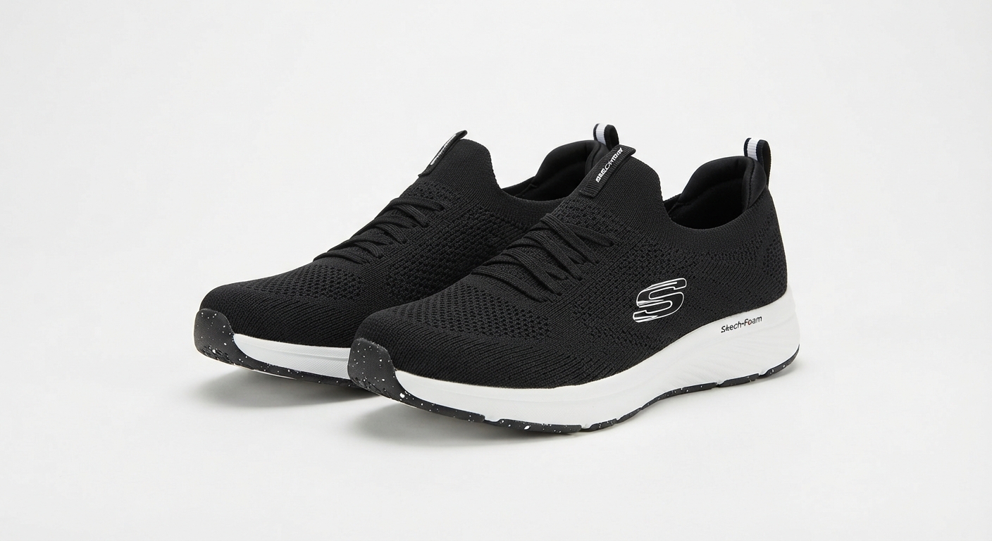 Skechers Mujer Summits Dazzling Haze Slip-In Entrenador (Negro/Blanco)