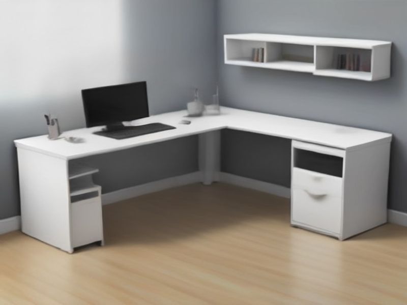 Escritorio Gaming y Estudio Forma de L con Estante, 120/100cm