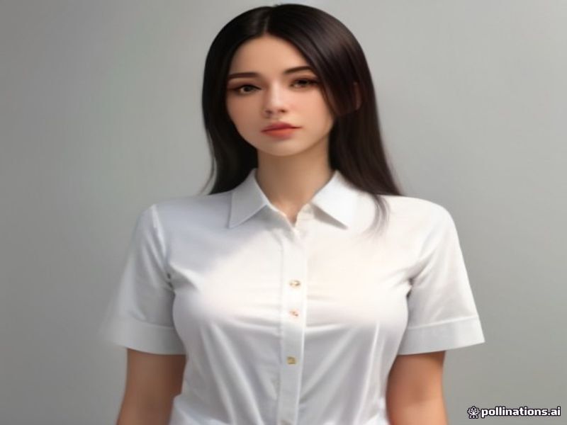 Camisa de Lana y Seda Básica para Mujer con Cuello Redondo y Botones
