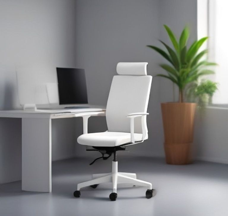 Silla de Oficina Ergonómica con Soporte Lumbar y Reposacabezas - Ajustable y Giratoria
