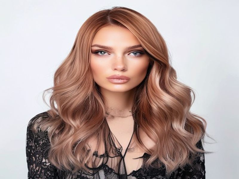 Noble-Peluca de cabello sintético con malla frontal para mujer